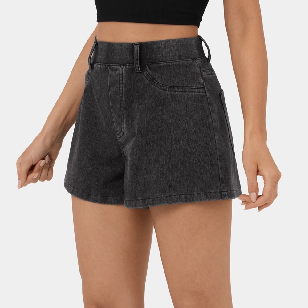 HalaraMagic™ High Waisted Back Side Pocket Stretchy Knit Denim Casual Shorts